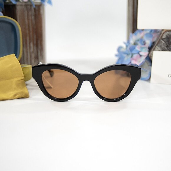 Gucci Round Black GG Logo Acrylic Metal Sunglasses NWT GG0975S - Picture 8 of 9
